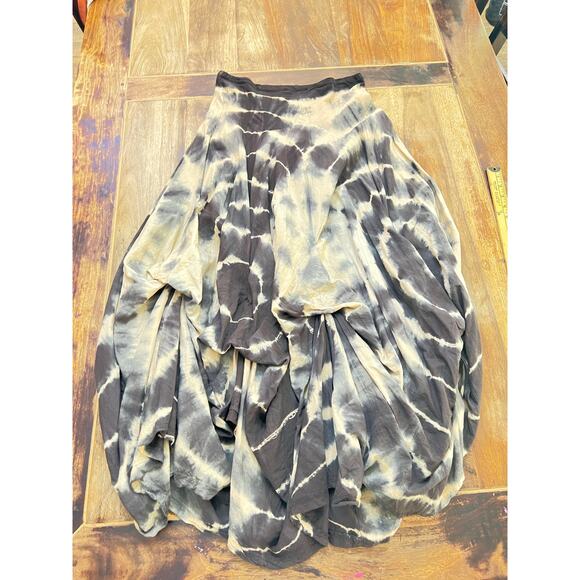 Solitaire Women's Black Tie Dyed Boho Bubble Pick up Maxi Skirt Size Small - Picture 3 of 5